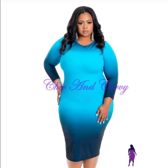 Dresses & Skirts - ✂️Plus Blue Ombré Tube Bodycon Dress 3X