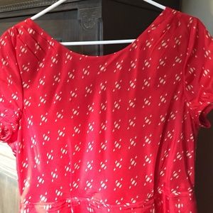 J. Crew red silk knee length dress & zipper back