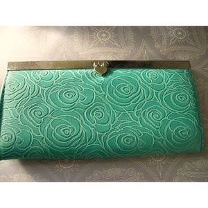 Floral green clutch/wallet