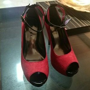 Red sued shoes