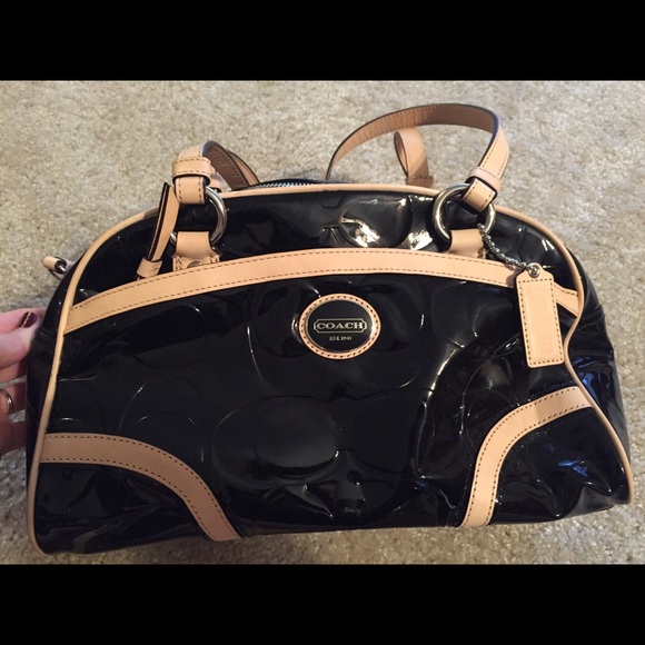 Coach Peyton Patent Leather Embossed Black Satchel - Picture 3 of 4