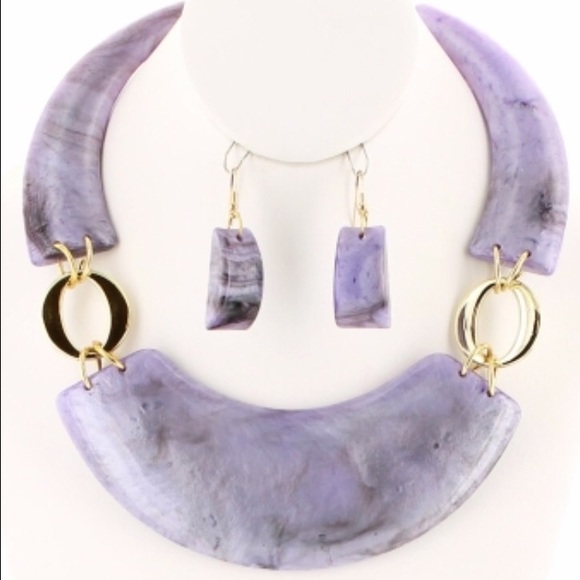 Chunky Marbelized  African Influence Necklace Set