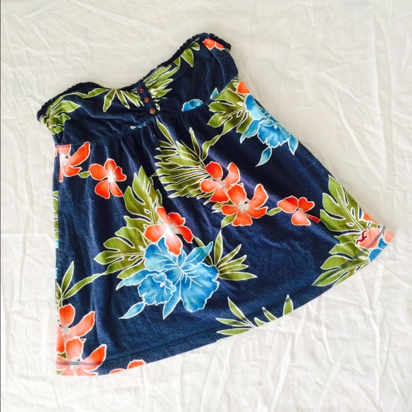 Strapless Hawaiian Print Top