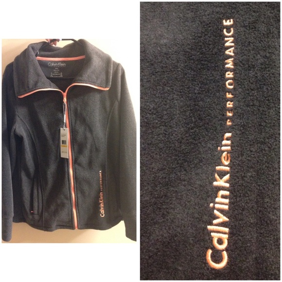 Grey & coral orange Calvin Klein zip up jacket