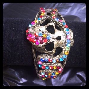 Jeweled snake/skull bangle