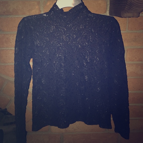 Sheer Black Lace Long Sleeve Top