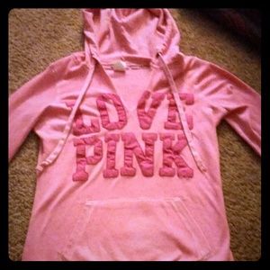 Pink hoodie color is like the first picture.