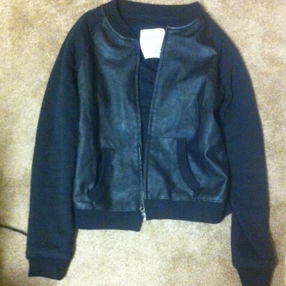 Aeropostale Jackets & Blazers - Half sweater half leather black jacket