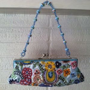Beaded light blue clutch purse