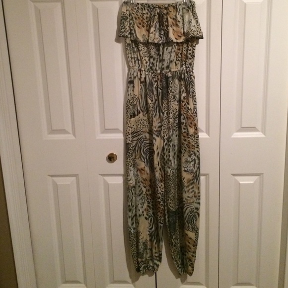 Other - Animal Print Strapless Jumpsuit