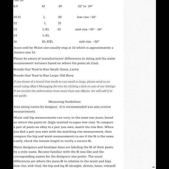 Sizing info - Picture 3 of 3