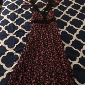 Black and Pink Floral Print Dress