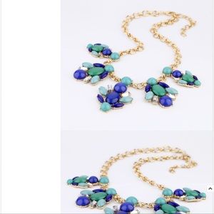 Fashion Teal Blue Bib Crystal