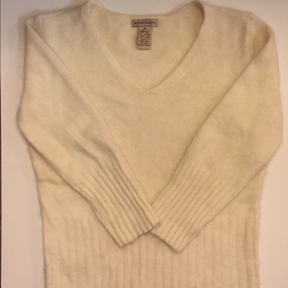 FREE SHIPPING-Soft Fluffy Angora Cream Sweater