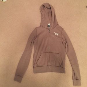 PINK Victoria's Secret light brown zip up hoodie