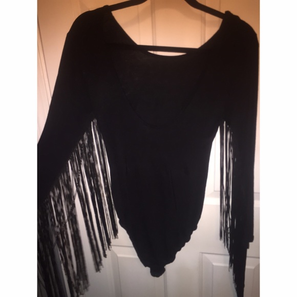 Fringe sleeve body suit