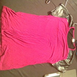 Shirt with leather sleeves