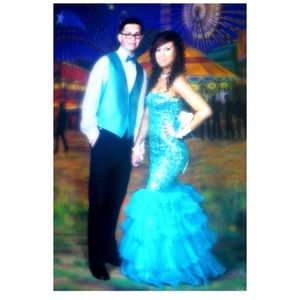 Blue mermaid prom dress