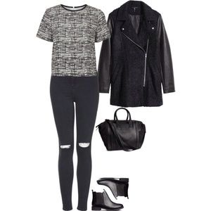 NWT Faux Leather wool blend motorcycle coat