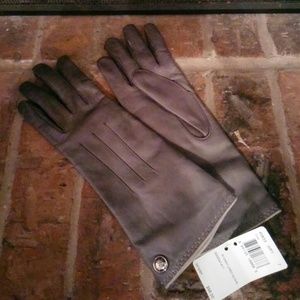 Grey Coach Cashmere lined leather glove