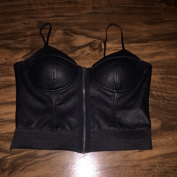 Leather bustier crop top