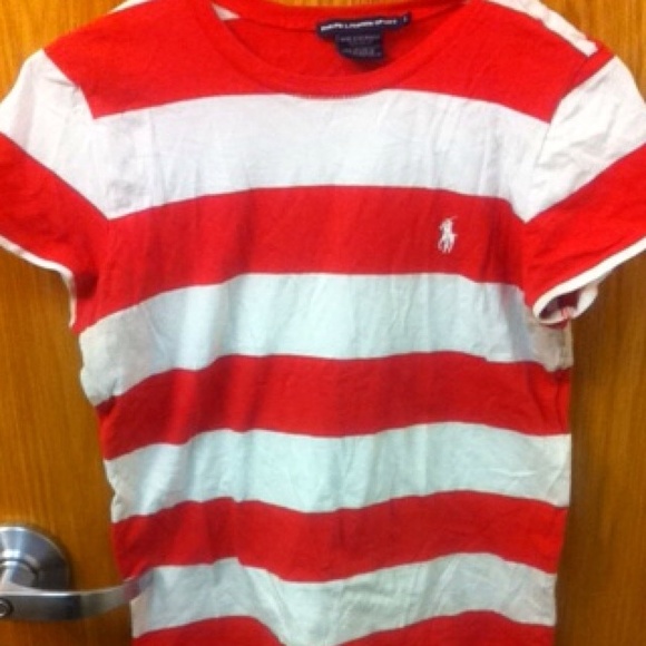 Dark Pink & White Crew Neck Ralph Lauren Polo