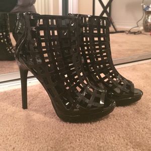 Black mesh heels