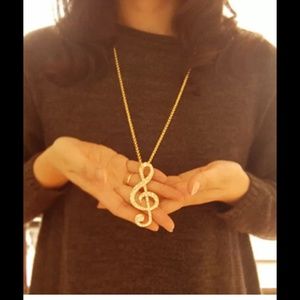 Music note sweater necklace