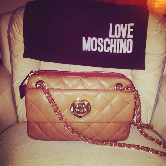 LOVE MOSCHINO Authentic Quilted Owl Handbag-Brown