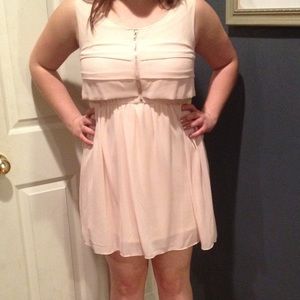 Ruffled zipper blush short dress