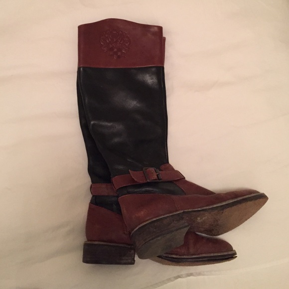 Vince Camuto brown and black leather riding boots