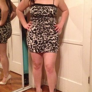 Grey and black leopard print club dress