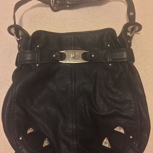 B Makowsky black leather like new handbag