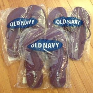 3 pairs of purple rhinestone Old Navy flip flops