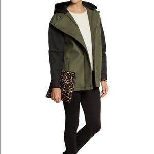 Tibi BLACK bonded tech hood coat