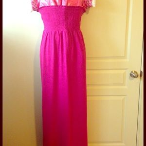 Pink halter maxi dress