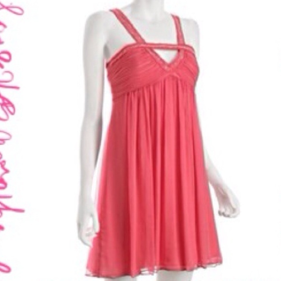 BCBGMAXAZRIA dress. 100% silk! Watermelon red. NWT