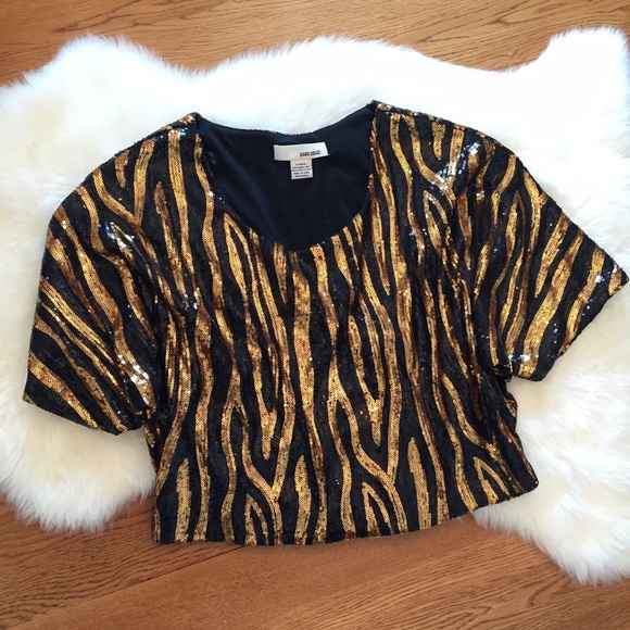 Sequin Zebra Print Crop Top