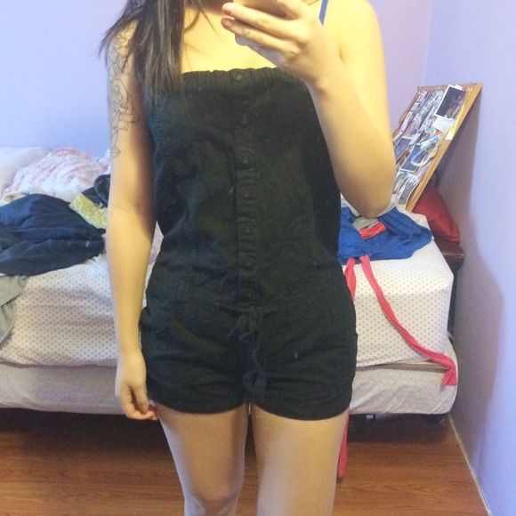 Forever 21 Black Button Romper