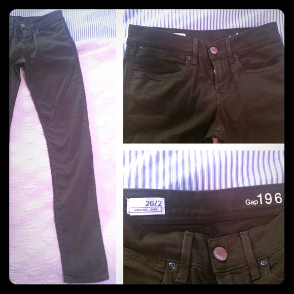 Never worn Gap dark olive jean leggings Sz 2/26