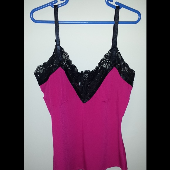 Cache Tops - NWT Cache hot pink and black lace tank top