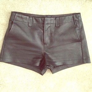 J Brand Black leather shorts
