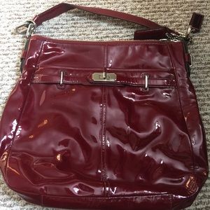 Red patent leather coach bag