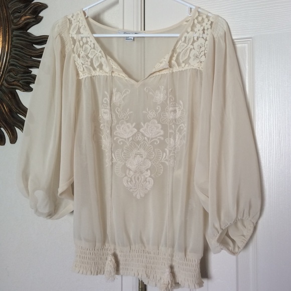 Sheer with lace blouse