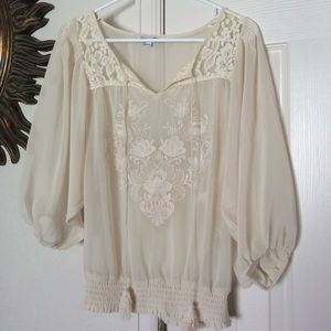 Sheer with lace blouse