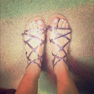 Metallic gladiator sandals