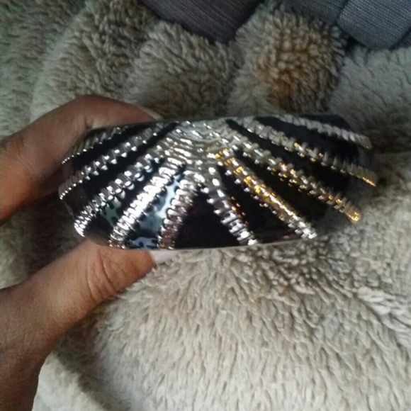 Silver and black bracelet
