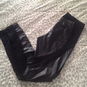 Black faux leather leggings