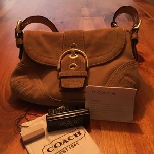 Coach suede shoulder purse