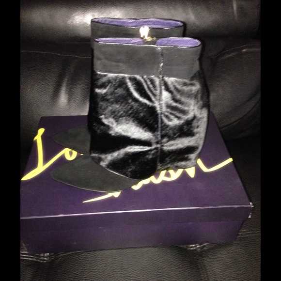 London Trash siri pony hair wedge bootie